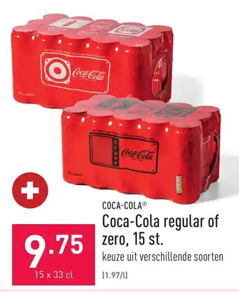 ALDI Coca-Cola regular of Zero, 15 st. 15 x 33 cl aanbieding