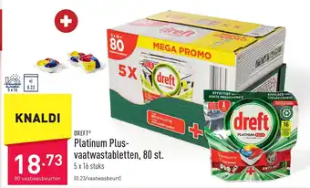 ALDI Dreft Platinum Plus-vaatwastabletten, 80 st. 5 x 16 stuks aanbieding