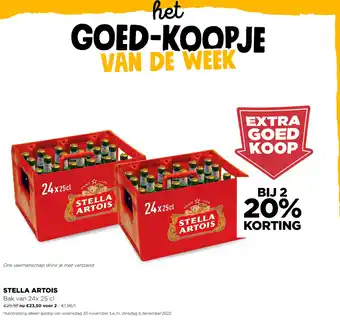 Jumbo Stella Artois Bak van 24 x 25 cl voor 2 aanbieding