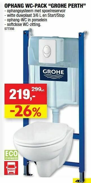 Hubo Ophang wc-pack grohe perth aanbieding
