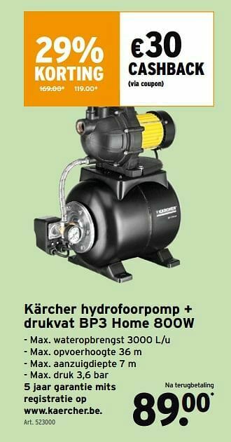 GAMMA Kärcher hydrofoorpomp + drukvat bp3 home 800w aanbieding