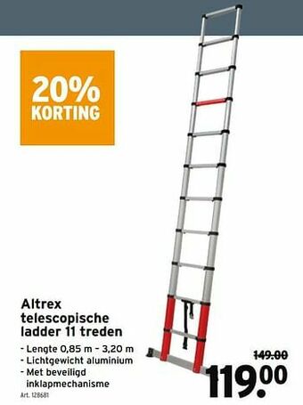 GAMMA Altrex telescopische ladder 11 treden aanbieding
