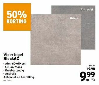 GAMMA Vloertegel block60 aanbieding