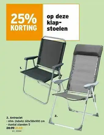 GAMMA Klapstoelen antraciet aanbieding