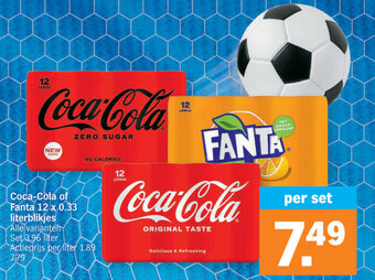 Albert Heijn Coca-Cola of Fanta 12 x 0.33 Literblikjes aanbieding