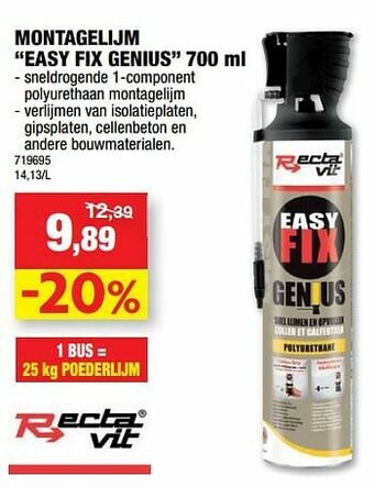 Hubo Montagelijm easy fix genius aanbieding