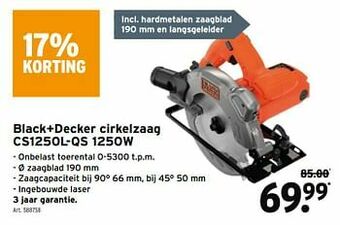 GAMMA Black+decker cirkelzaag cs1250l-qs 1250w aanbieding