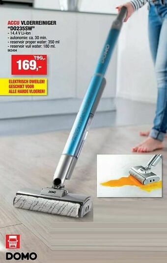 Hubo Domo elektro accu vloerreiniger do235sw aanbieding
