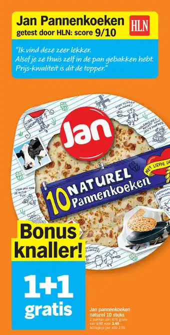 Albert Heijn Jan pannenkoeken naturel 10 stuks 2 pakken van 675 gram aanbieding