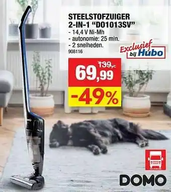 Domo elektro steelstofzuiger 2-in-1 do1013sv