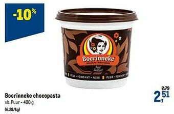Makro Boerinneke chocopasta puur aanbieding