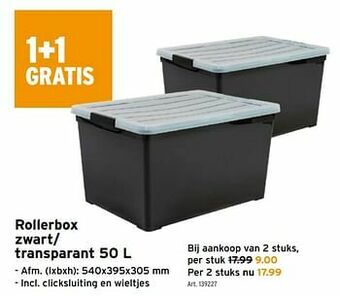 GAMMA Rollerbox zwart- transparant aanbieding