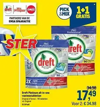 Makro Dreft platinum all-in-one vaatwastabletten original aanbieding