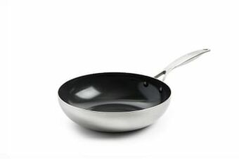 Makro Greenpan Wokpan Geneva 28 cm zilver aanbieding