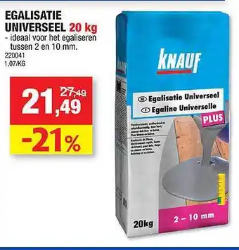 Hubo Knauf egalisatie universeel 20 kg aanbieding