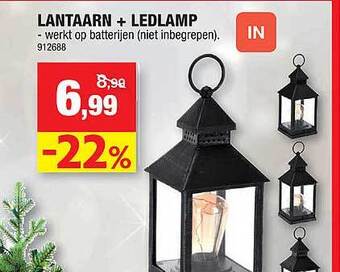 Hubo Lantaarn + ledlamp aanbieding