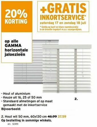 GAMMA Gamma horizontale jaloezieën hout wit aanbieding