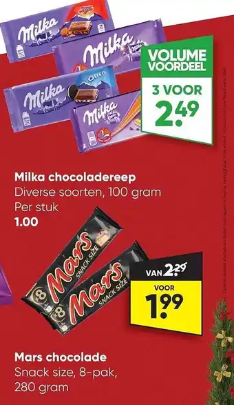 Big Bazar Milka chocoladereep, mars chocolade aanbieding