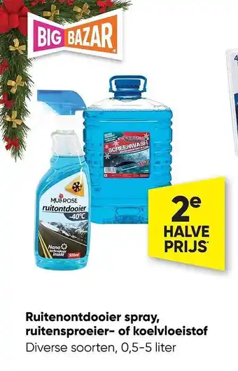 Ruitenontdooier spray, ruitensproeier- of koelvloeistof