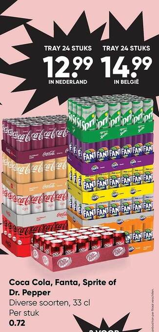Big Bazar Coca cola, fanta, sprite of dr. pepper aanbieding