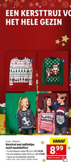 Lidl Lupilu - pepperts kersttrui met ledlichtjes en-of muziekeffect aanbieding