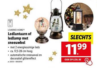 Lidl Livarno home ledlantaarn of ledlamp met sneeuwbol aanbieding