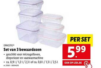 Lidl Ernesto set van 3 bewaardozen aanbieding
