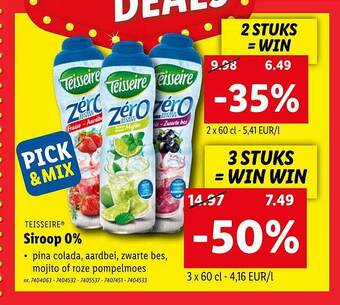 Lidl Teisseire siroop 0% aanbieding