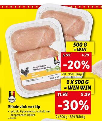 Lidl Blinde vink met kip aanbieding