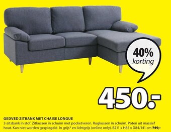 Jysk Gedved Zitbank Met Chaise Longue aanbieding