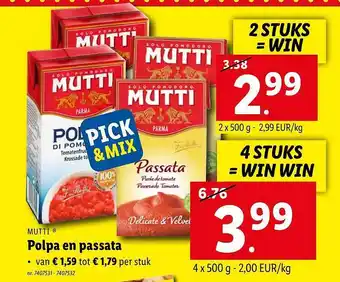 Lidl Mutti polpa en passata aanbieding