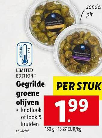 Lidl Limited edition gegrilde groene olijven aanbieding