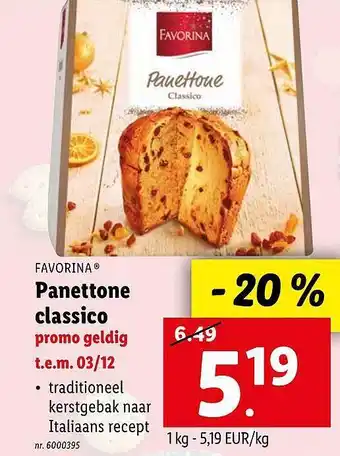 Lidl Favorina panettone classico aanbieding