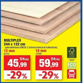 Hubo Multiplex 244 x 122 cm aanbieding