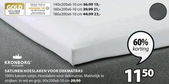 Jysk Kronborg Satijnen Hoeslaken Voor Dekmatras aanbieding