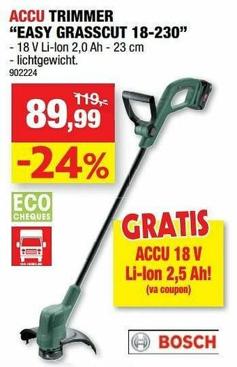 Hubo Bosch accu trimmer easy grasscut 18-230 aanbieding