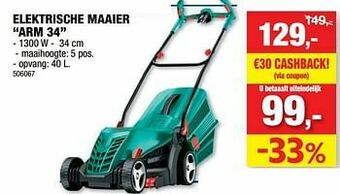 Hubo Bosch elektrische maaier arm 34 aanbieding