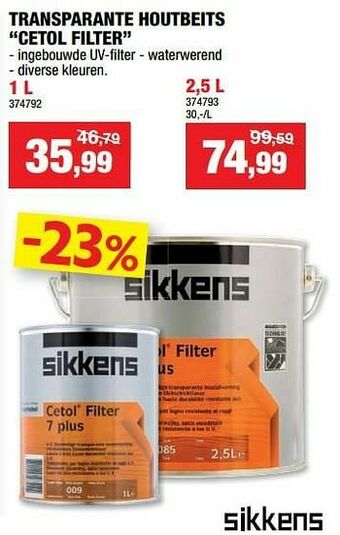 Hubo Transparante houtbeits cetol filter aanbieding