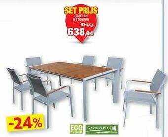 Hubo Tafel en 6 stoelen aanbieding