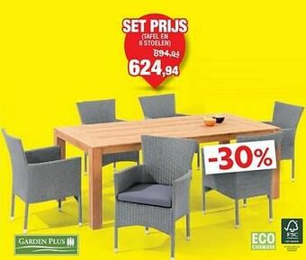 Hubo Tafel en 6 stoelen aanbieding