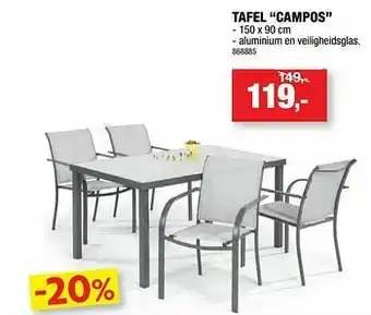 Hubo Tafel campos aanbieding