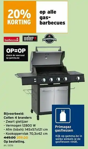 GAMMA Gasbarbecue colten 4 branders aanbieding
