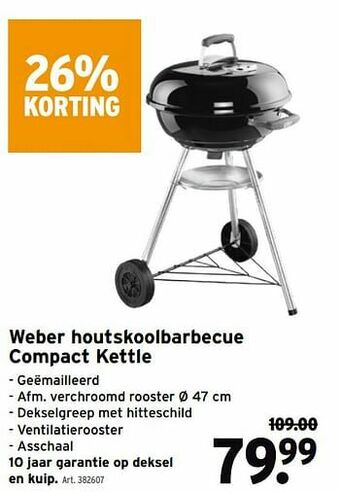 GAMMA Weber houtskoolbarbecue compact kettle aanbieding