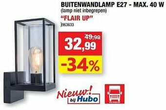 Hubo Buitenwandlamp e27 flair up aanbieding