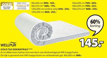 Jysk Wellpur Gold T65 Dekmatras aanbieding