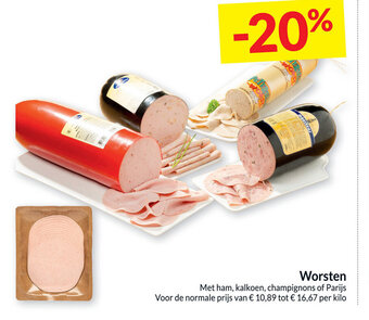 Intermarché Worsten met Ham, Kalkoen , Champignons of Parijs aanbieding