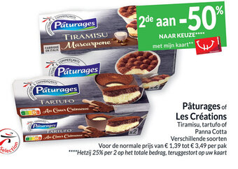 Intermarché Paturages of Les Creations Tiramisu , Tartufo of Panna Cotta aanbieding