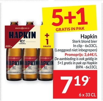 Intermarché Hapkin Sterk Blond Bier In Clip 6 x 33cl aanbieding