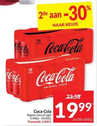 Intermarché Coca-Cola Regular, Zero of Light In Blikje 15 x 33cl aanbieding
