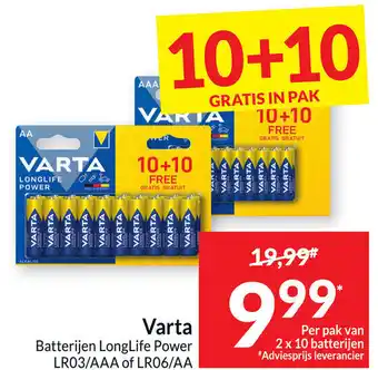 Varta Batterijen LongLife Power 10+10 Gratis